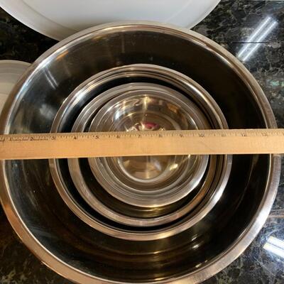 LOT 32R:  Louis Tellier Food Mill, Stainless Steel Bowls w/Lids & More