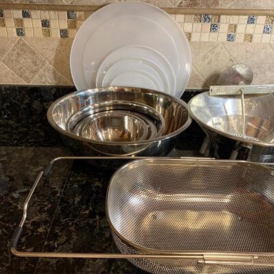 LOT 32R:  Louis Tellier Food Mill, Stainless Steel Bowls w/Lids & More