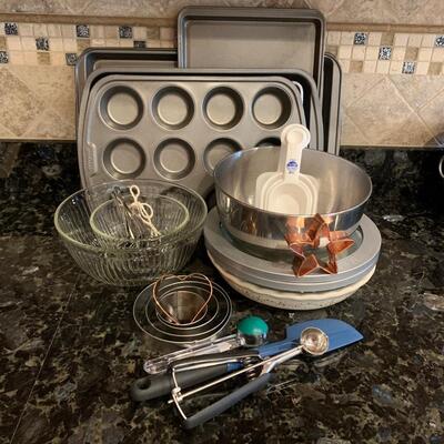 LOT 36R:  Baking Collection: Mixing Bowls, Measuring Spoons, Baking Sheets & Much More