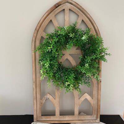 LOT 42R:  Tall Home Decor Window Arch w/ Wreath & More