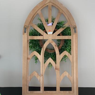 LOT 42R:  Tall Home Decor Window Arch w/ Wreath & More