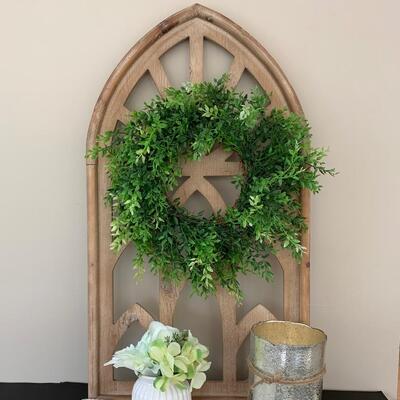 LOT 42R:  Tall Home Decor Window Arch w/ Wreath & More
