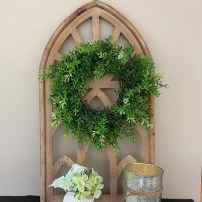 LOT 42R:  Tall Home Decor Window Arch w/ Wreath & More