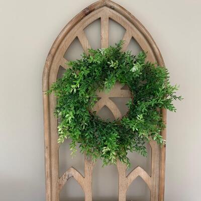 LOT 42R:  Tall Home Decor Window Arch w/ Wreath & More