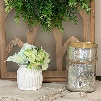 LOT 42R:  Tall Home Decor Window Arch w/ Wreath & More