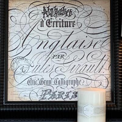 LOT 43R: Home Decor: "Calligraphe" Print  & Accent Lamp