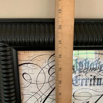 LOT 43R: Home Decor: "Calligraphe" Print  & Accent Lamp
