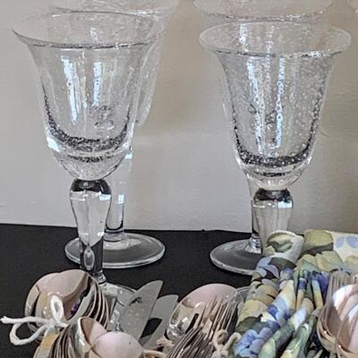 LOT 44R: Mikasa & Hampton Flatware, Table Linens, Water/Wine Glasses & More