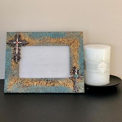 LOT 45R: Home Decor Collection:  Butterfly Print, Glass Candle Holder w/Candle & More