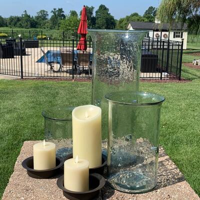 LOT 49R: Hand Blown Glass Hurricane Candle Holders