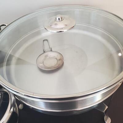 LOT 66G:  Pair of Round Chafing Dishes Stainless Steel