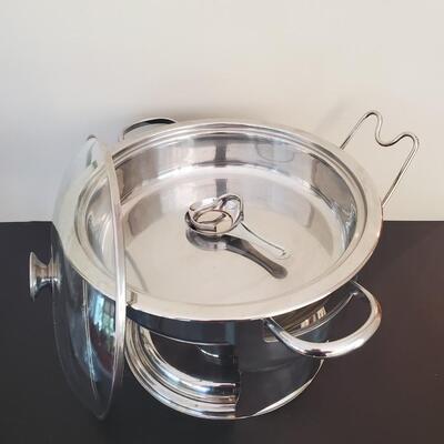 LOT 66G:  Pair of Round Chafing Dishes Stainless Steel