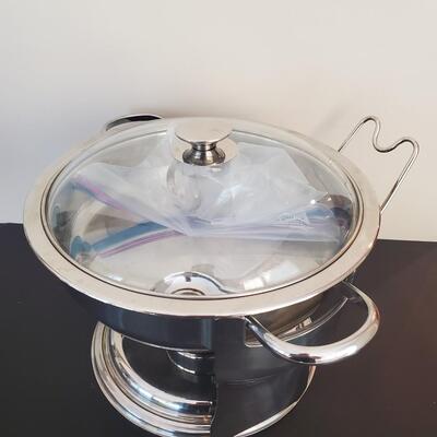 LOT 66G:  Pair of Round Chafing Dishes Stainless Steel