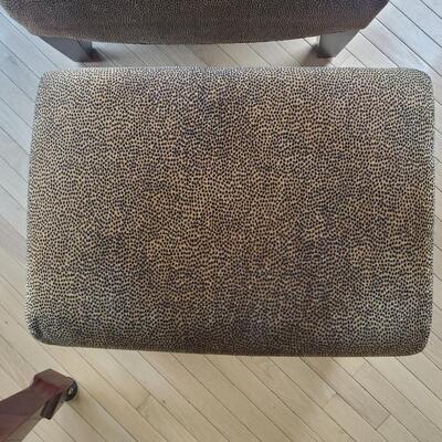 LOT 68G: Leopard Print "Comfy" Chair, Ottoman & Pillows
