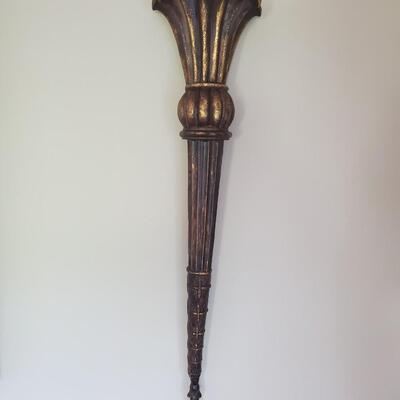 LOT 70G: Ornate Mirror & Wall Pockets -Black & Gold w/Accents