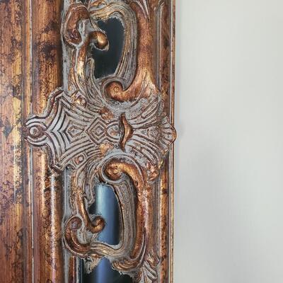 LOT 70G: Ornate Mirror & Wall Pockets -Black & Gold w/Accents