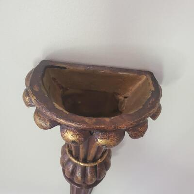 LOT 70G: Ornate Mirror & Wall Pockets -Black & Gold w/Accents