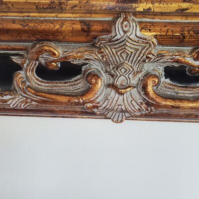 LOT 70G: Ornate Mirror & Wall Pockets -Black & Gold w/Accents