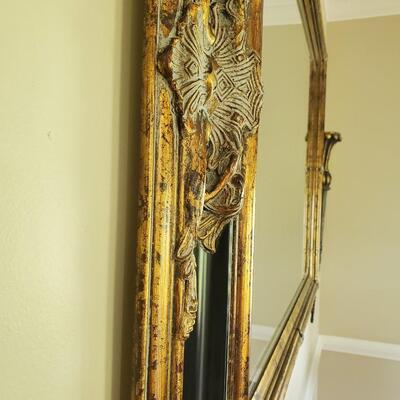 LOT 70G: Ornate Mirror & Wall Pockets -Black & Gold w/Accents