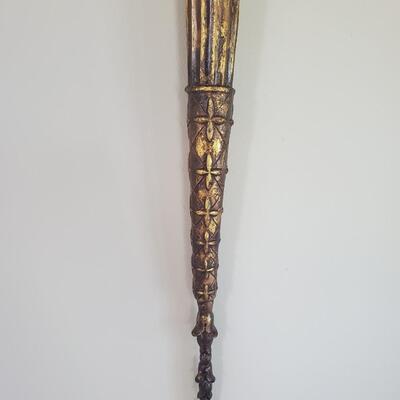 LOT 70G: Ornate Mirror & Wall Pockets -Black & Gold w/Accents