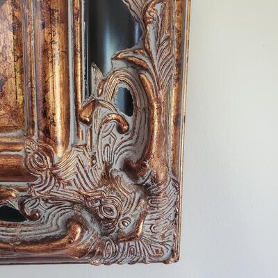 LOT 70G: Ornate Mirror & Wall Pockets -Black & Gold w/Accents