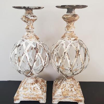LOT 73G: Rustic Metal Candle Stands