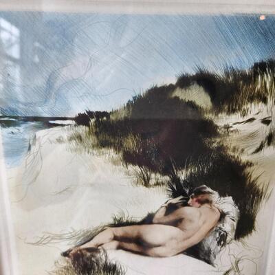 LOT 81RP: Signed Framed Original Nude Engraving