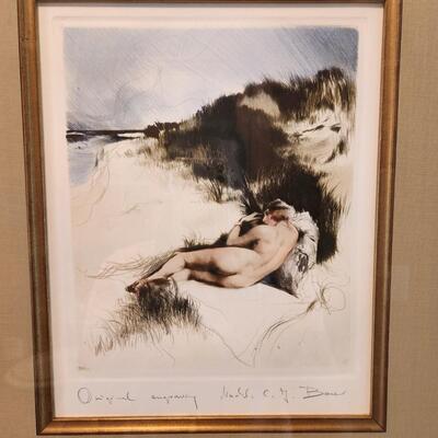 LOT 81RP: Signed Framed Original Nude Engraving