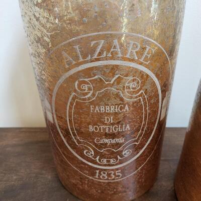 LOT 86RP: Set of Large Antiqued Mercury Style Glass Bottles