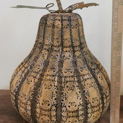 LOT 95RP: Collection of Six Fall Holiday Decor Items: Yankee Candle, Metal Gourd & More