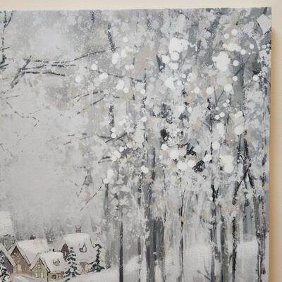LOT 98RP: Gorgeous Kirklands's "Snowy Town Drive" Winter Canvas Print