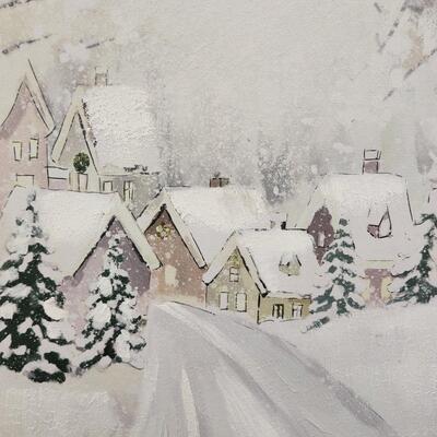 LOT 98RP: Gorgeous Kirklands's "Snowy Town Drive" Winter Canvas Print