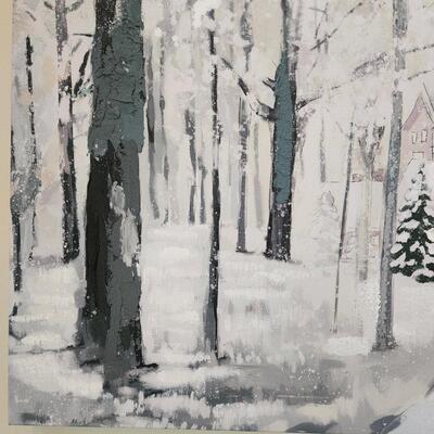 LOT 98RP: Gorgeous Kirklands's "Snowy Town Drive" Winter Canvas Print