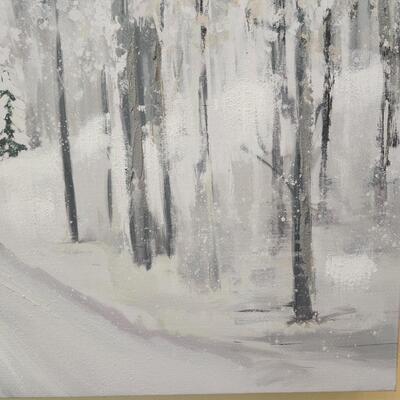 LOT 98RP: Gorgeous Kirklands's "Snowy Town Drive" Winter Canvas Print