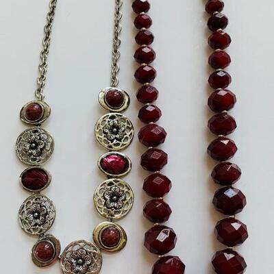LOT 108R: White House/Black Market Beaded Necklace & Floral Drop Necklace
