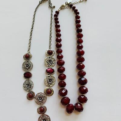 LOT 108R: White House/Black Market Beaded Necklace & Floral Drop Necklace