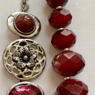 LOT 108R: White House/Black Market Beaded Necklace & Floral Drop Necklace