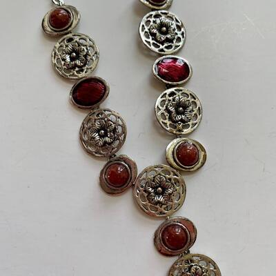 LOT 108R: White House/Black Market Beaded Necklace & Floral Drop Necklace