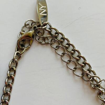 LOT 110R: Silver Tone Beaded & Faux Pearl Chain Necklace with Beaded Stretch Braclets