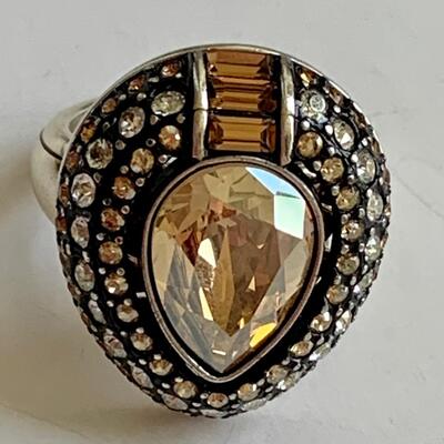 LOT 114: Brighton Dew Drop Ring w/Swarovski Crystal & Silver Plated
