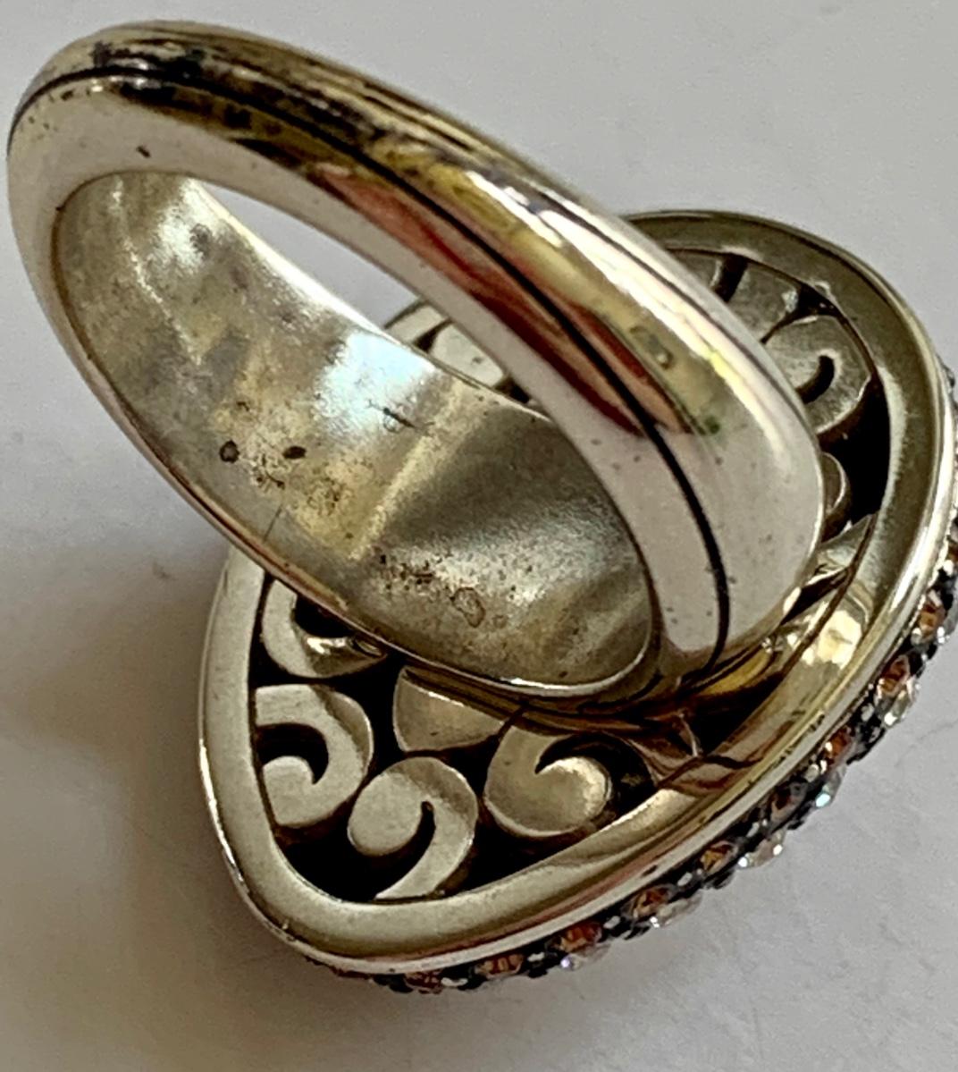 LOT 114: Brighton Dew Drop Ring w/Swarovski Crystal & Silver Plated ...