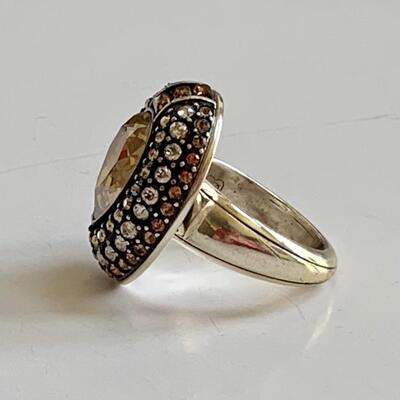 LOT 114: Brighton Dew Drop Ring w/Swarovski Crystal & Silver Plated