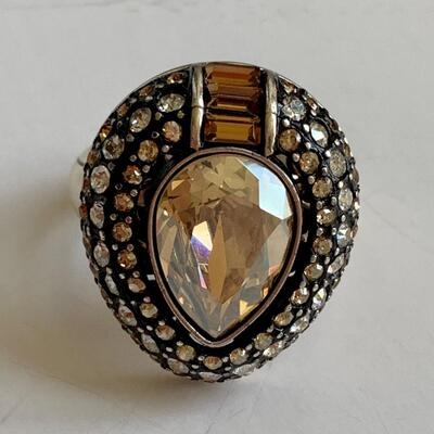 LOT 114: Brighton Dew Drop Ring w/Swarovski Crystal & Silver Plated