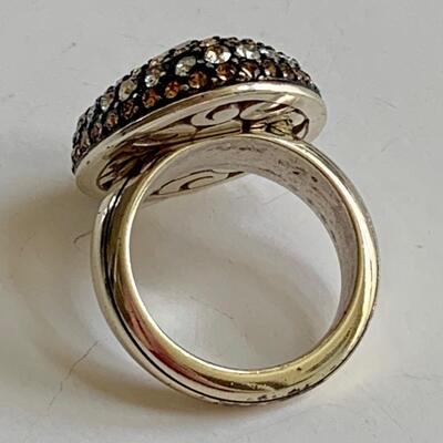 LOT 114: Brighton Dew Drop Ring w/Swarovski Crystal & Silver Plated