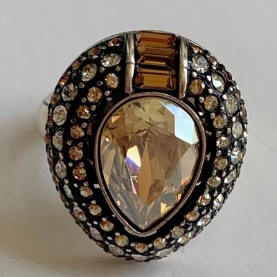 LOT 114: Brighton Dew Drop Ring w/Swarovski Crystal & Silver Plated