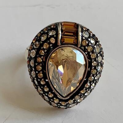 LOT 114: Brighton Dew Drop Ring w/Swarovski Crystal & Silver Plated