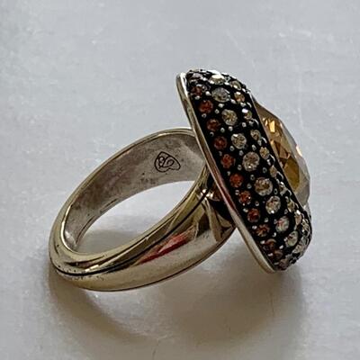 LOT 114: Brighton Dew Drop Ring w/Swarovski Crystal & Silver Plated