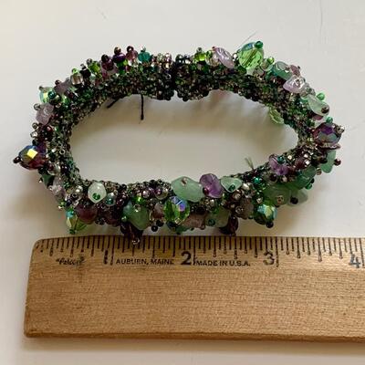 LOT 115R: Collection of 4 Fashion Bracelets: Faux Pearls, Beaded, Cuff and Stretch