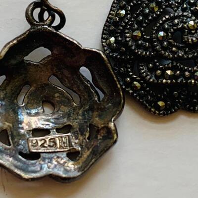 LOT 116R: Marcasite Pierced Earrings: Sterling Silver