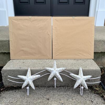 LOT 120: Floral Home Decor Prints "Lilacs" & White Washes Stars Wall Hooks
